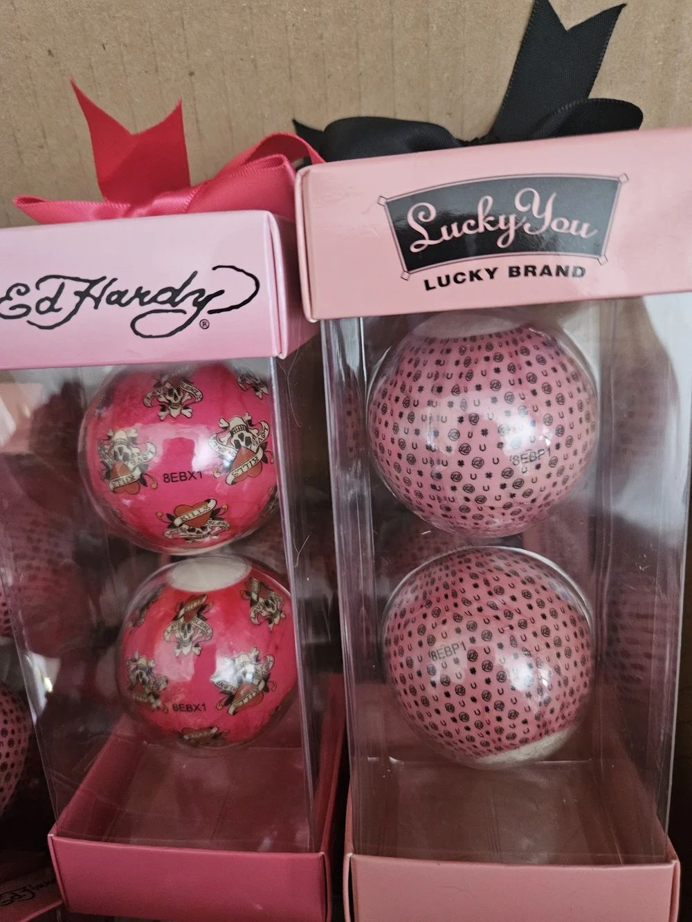 Ed Hardy & Lucky Brand Pink Decorative Holiday Ornament Bath Bombs Set